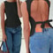 Sexy Knot Backless Tank Top Solid Y2K Summer Club Streetwear For Women 2025 5