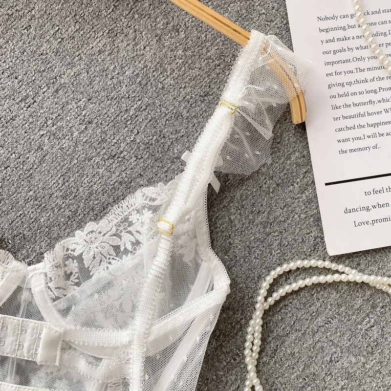 French Chic Lace Corset Camisole Sexy Backless Sheer Spaghetti Strap Tank Top 5