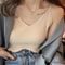 Korean VNeck Knitted Suspender Crop Camisole High Stretch Summer Basic Tank For Women 0