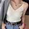 Korean VNeck Knitted Suspender Crop Camisole High Stretch Summer Basic Tank For Women 1