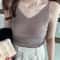Korean VNeck Knitted Suspender Crop Camisole High Stretch Summer Basic Tank For Women 8