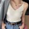 Korean VNeck Knitted Suspender Crop Camisole High Stretch Summer Basic Tank For Women 10
