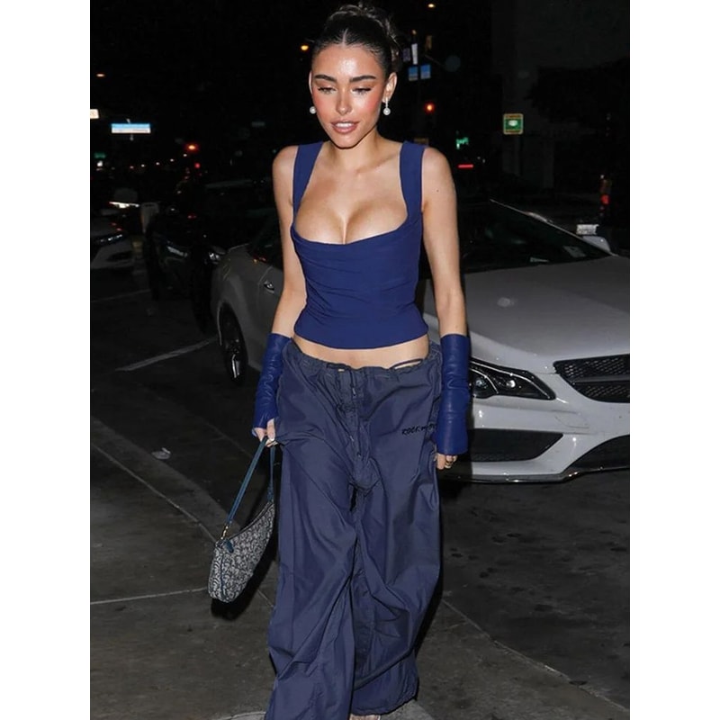 Square Neck Pleated Slim Fit Crop Tank Sexy Low Cut Summer Club Camisole For Women 2025 4