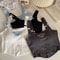 Y2K Shoulder Belt Iron Ring Crop Tank Top With BuiltIn Bra Pad Embroidered Letter Slim Fit Cami 1