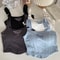 Y2K Shoulder Belt Iron Ring Crop Tank Top With BuiltIn Bra Pad Embroidered Letter Slim Fit Cami 5