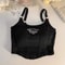 Y2K Shoulder Belt Iron Ring Crop Tank Top With BuiltIn Bra Pad Embroidered Letter Slim Fit Cami 6