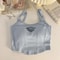 Y2K Shoulder Belt Iron Ring Crop Tank Top With BuiltIn Bra Pad Embroidered Letter Slim Fit Cami 7