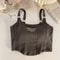 Y2K Shoulder Belt Iron Ring Crop Tank Top With BuiltIn Bra Pad Embroidered Letter Slim Fit Cami 8