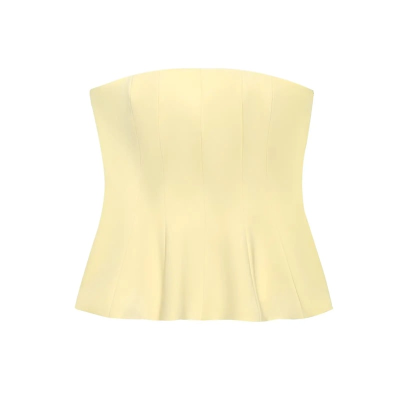 KONDALA Butter Yellow Ruffle Tube Top Sexy Strapless Y2K Summer Party Crop 6