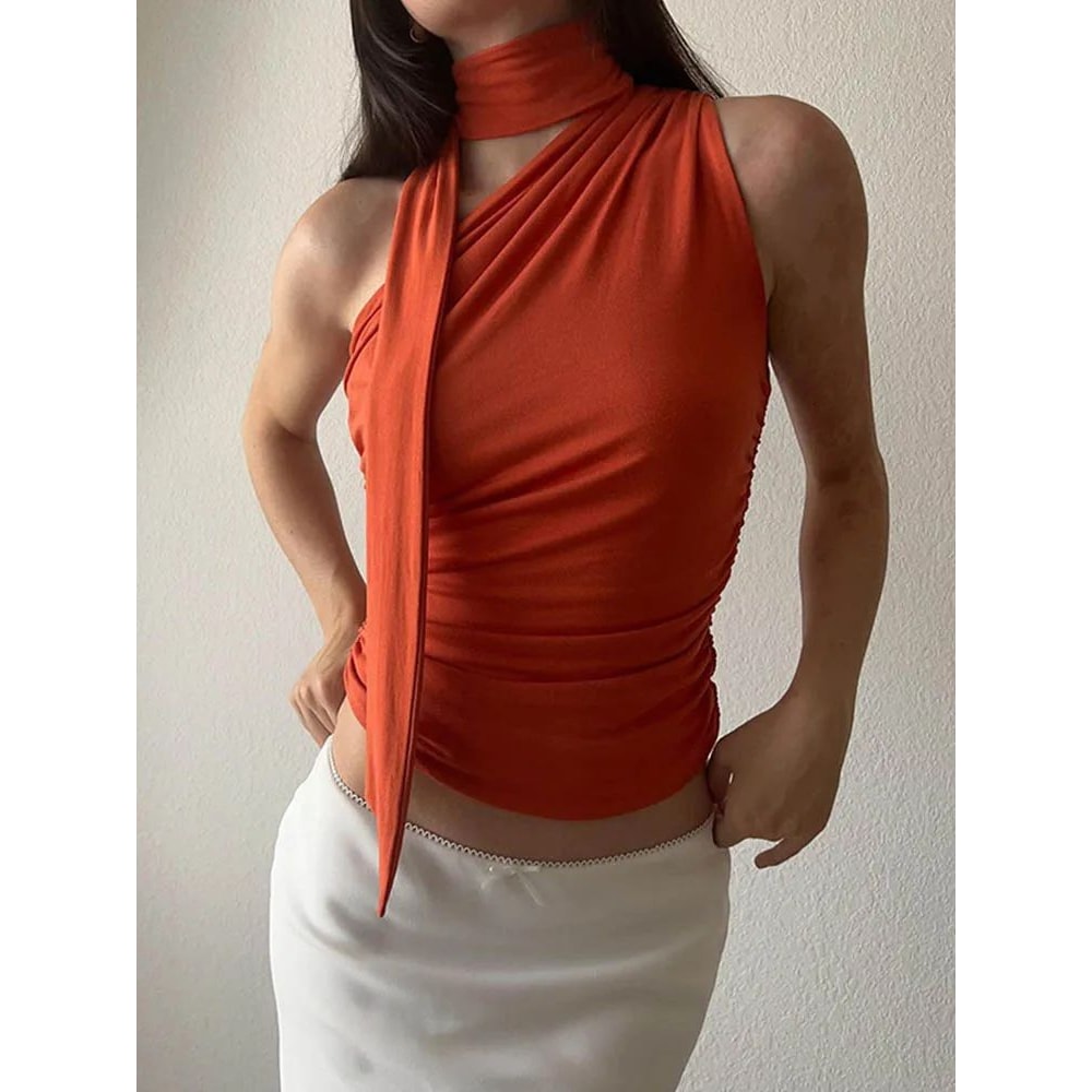 Dozw Vintage Y2K OffShoulder Halter Crop Top Sexy Backless Summer Club Tank For Women 1