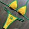 Embroidered Brazil Flag Bikini Set Contrast Patchwork Low Waist Beach Swimsuit 2