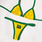 Embroidered Brazil Flag Bikini Set Contrast Patchwork Low Waist Beach Swimsuit 3