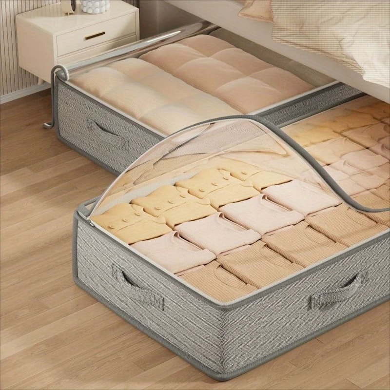 Foldable Under Bed Storage Containers Rectangle Multipurpose Linen Sweater Organizer Bins 4