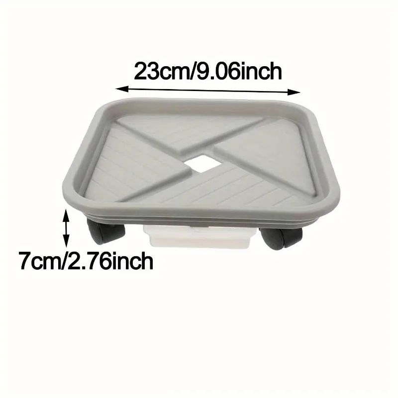 Rolling Plant Caddy With Drainage Tray Square Wheeled Flower Pot Mover Garden Plant Stand 6