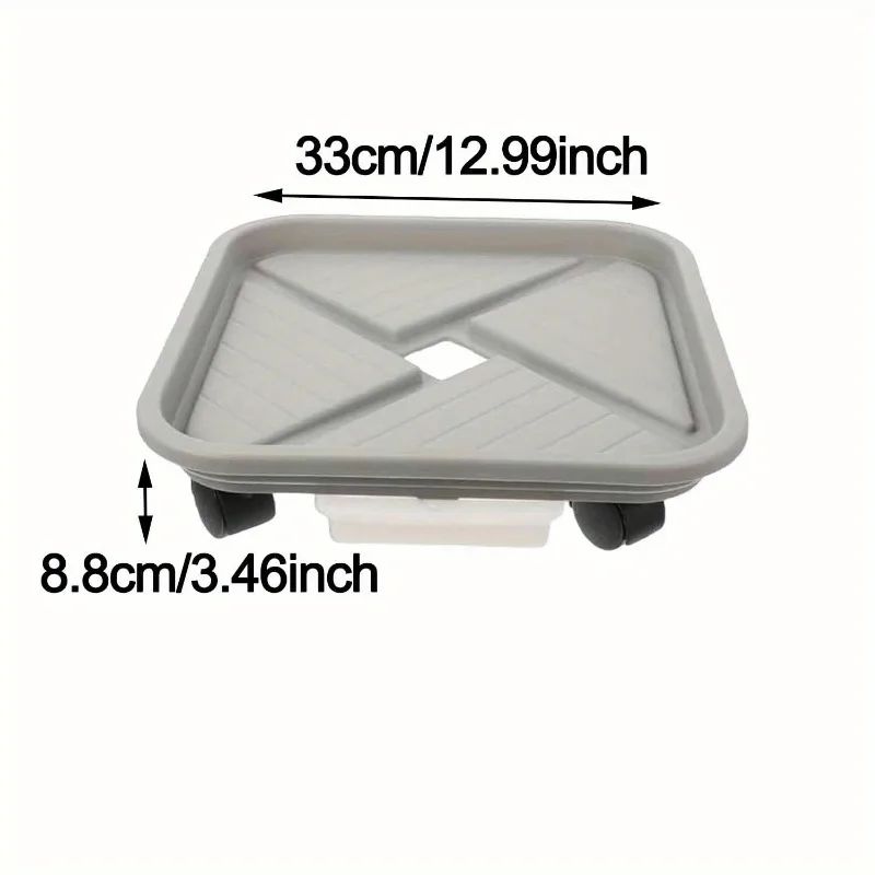 Rolling Plant Caddy With Drainage Tray Square Wheeled Flower Pot Mover Garden Plant Stand 9