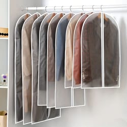5pcs transparent garment protection bags – thickened suit & coat hanging closet covers