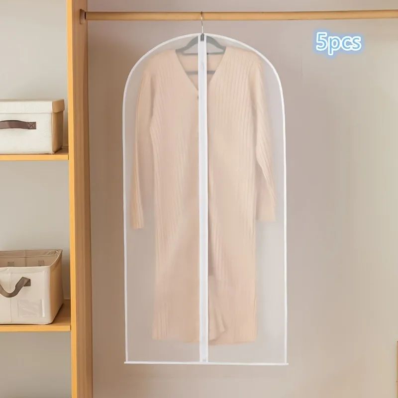 5Pcs Transparent Garment Protection Bags Thickened Suit Coat Hanging Closet Covers 7