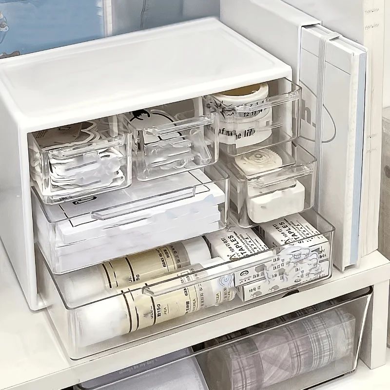 Clear Mini Drawer Storage Box Dustproof Transparent Desktop Organizer For Jewelry Small Items 0