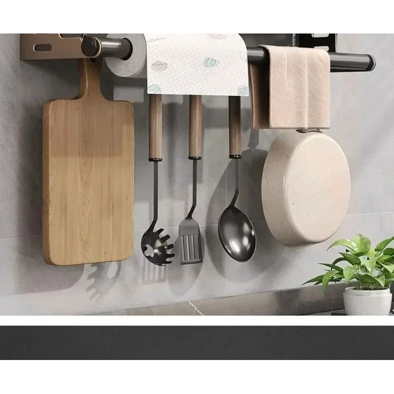 AeroMount Space Aluminum Wall Kitchen Storage Rack Waterproof NoDrill Seasoning Knife Holder Shel 7