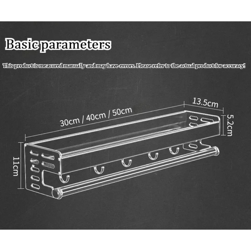 AeroMount Space Aluminum Wall Kitchen Storage Rack Waterproof NoDrill Seasoning Knife Holder Shel 8