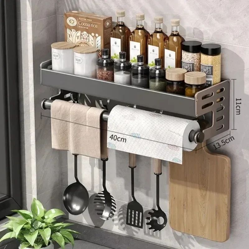 AeroMount Space Aluminum Wall Kitchen Storage Rack Waterproof NoDrill Seasoning Knife Holder Shel 12