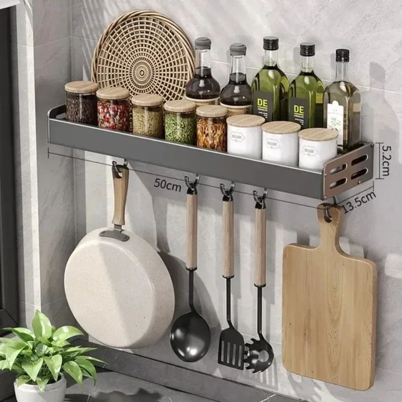 AeroMount Space Aluminum Wall Kitchen Storage Rack Waterproof NoDrill Seasoning Knife Holder Shel 13