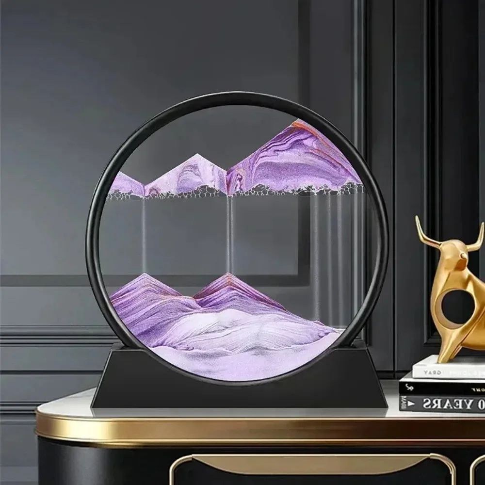 AquaMotion 360 Rotating Quicksand Art Frame Round Moving Sand Hourglass Desktop Decor 4