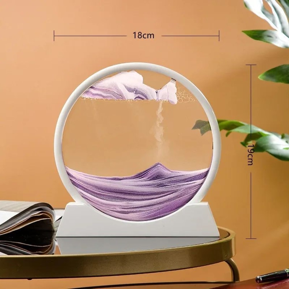 AquaMotion 360 Rotating Quicksand Art Frame Round Moving Sand Hourglass Desktop Decor 9