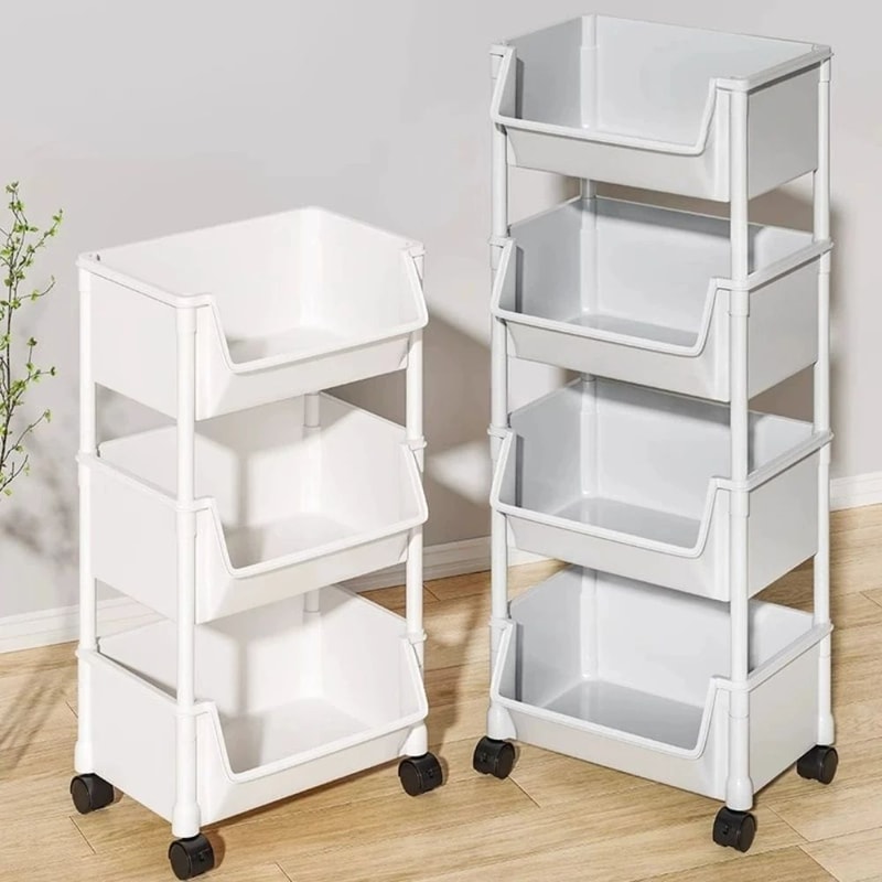 FlexiRoll MultiTier Mobile Storage Cart Rolling Kitchen Organizer Bookshelf With Lockable Wheels 0