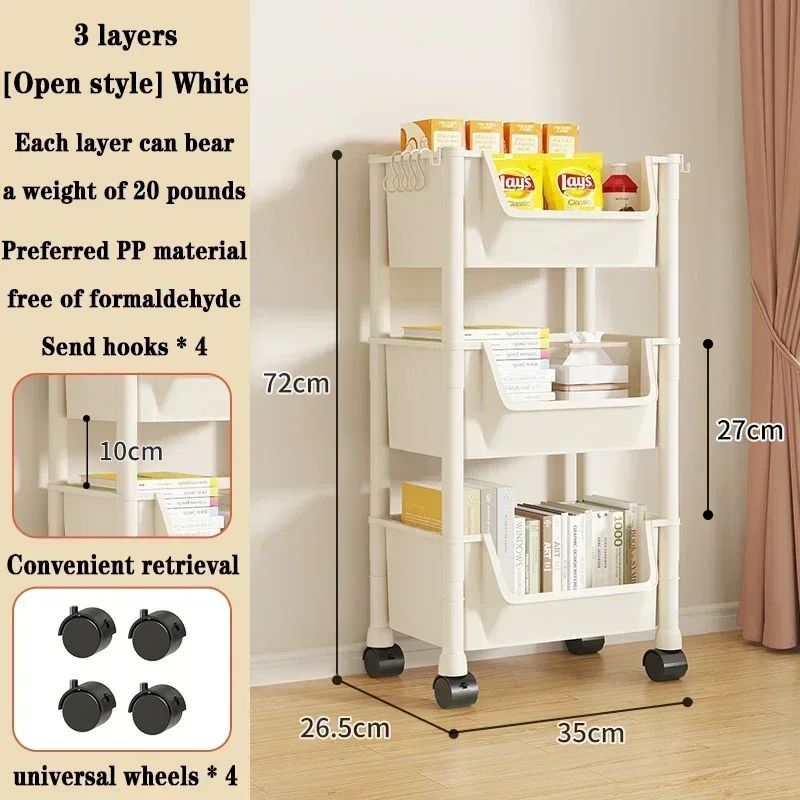 FlexiRoll MultiTier Mobile Storage Cart Rolling Kitchen Organizer Bookshelf With Lockable Wheels 7