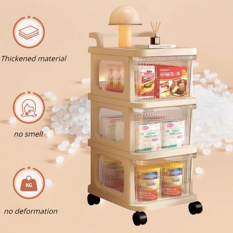 ClearGlide MultiTier Transparent Rolling Storage Cart Acrylic Style Drawer Snack Toy Organizer 3