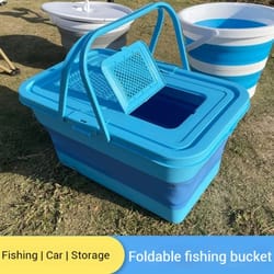aquafold collapsible fishing bucket – large capacity folding water basin for car wash & outdoor use