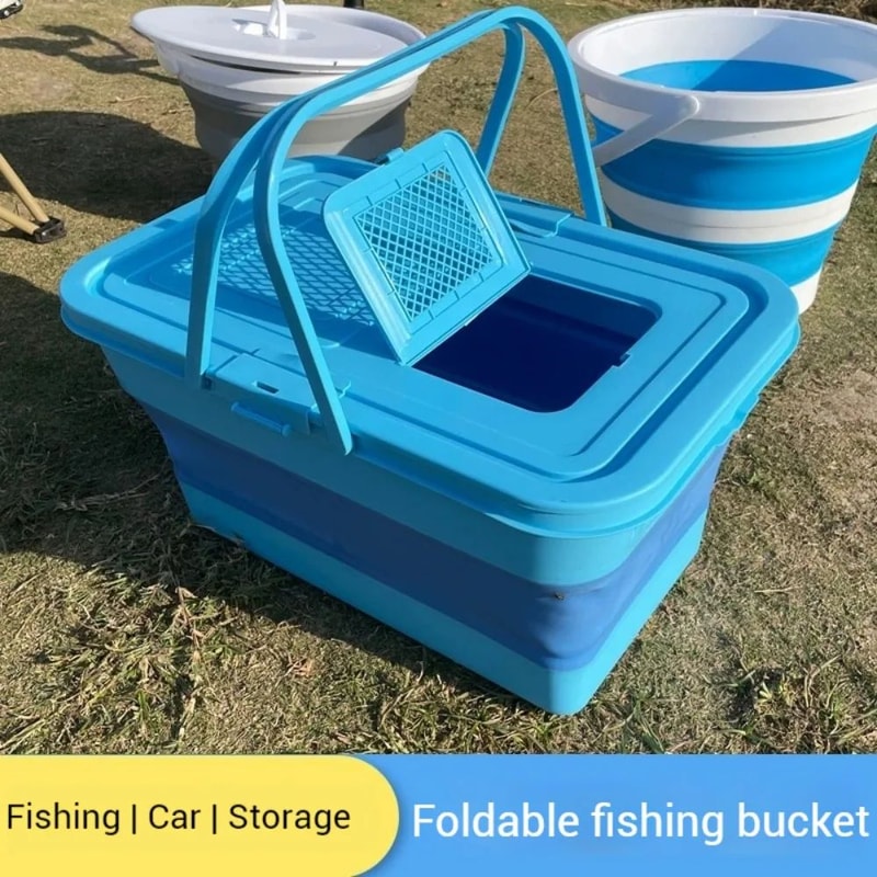 AquaFold Collapsible Fishing Bucket Large Capacity Folding Water Basin For Car Wash Outdoor Use 0
