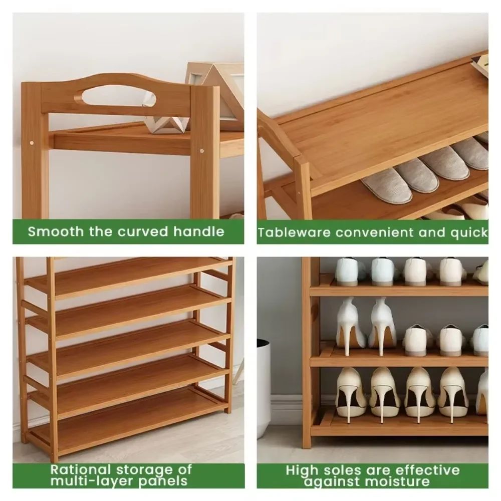 EcoTier Bamboo MultiLayer Shoe Rack Modern Dustproof Entrance Storage Cabinet 4