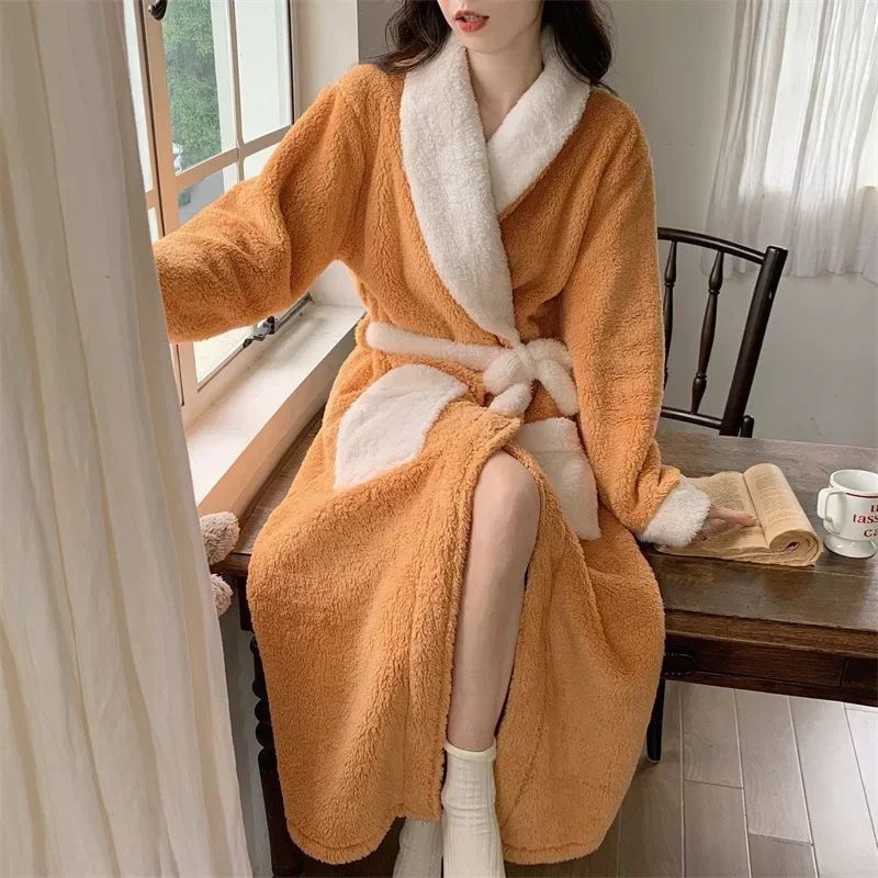 CozyLuxe Coral Fleece Long Bathrobe Womens Warm Winter Spa Robe Nightgown 4