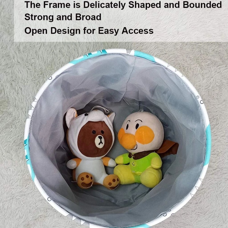 CuteNest Cartoon Toy Storage Basket Collapsible Drawstring Fabric Organizer Bin 3