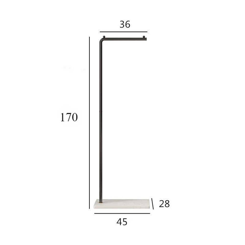 LuxeStand Modern Single Rod Coat Rack Floor Standing Metal Clothing Hat Storage Shelf 9