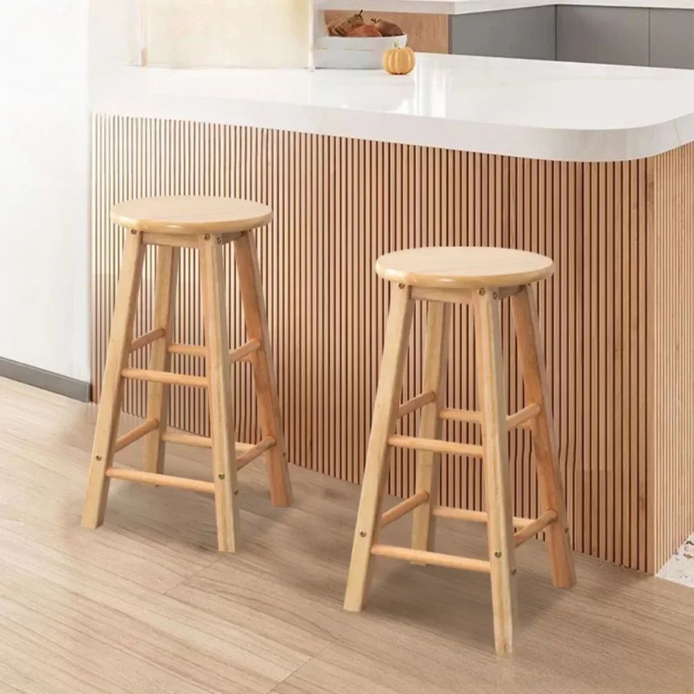 Nordic Solid Wood Bar Stool Modern Minimalist Backless High Chair For Kitchen Commercial Spaces 0