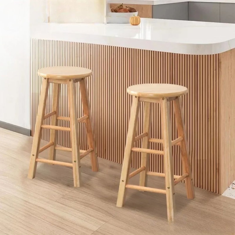 Nordic Solid Wood Bar Stool Modern Minimalist Backless High Chair For Kitchen Commercial Spaces 0