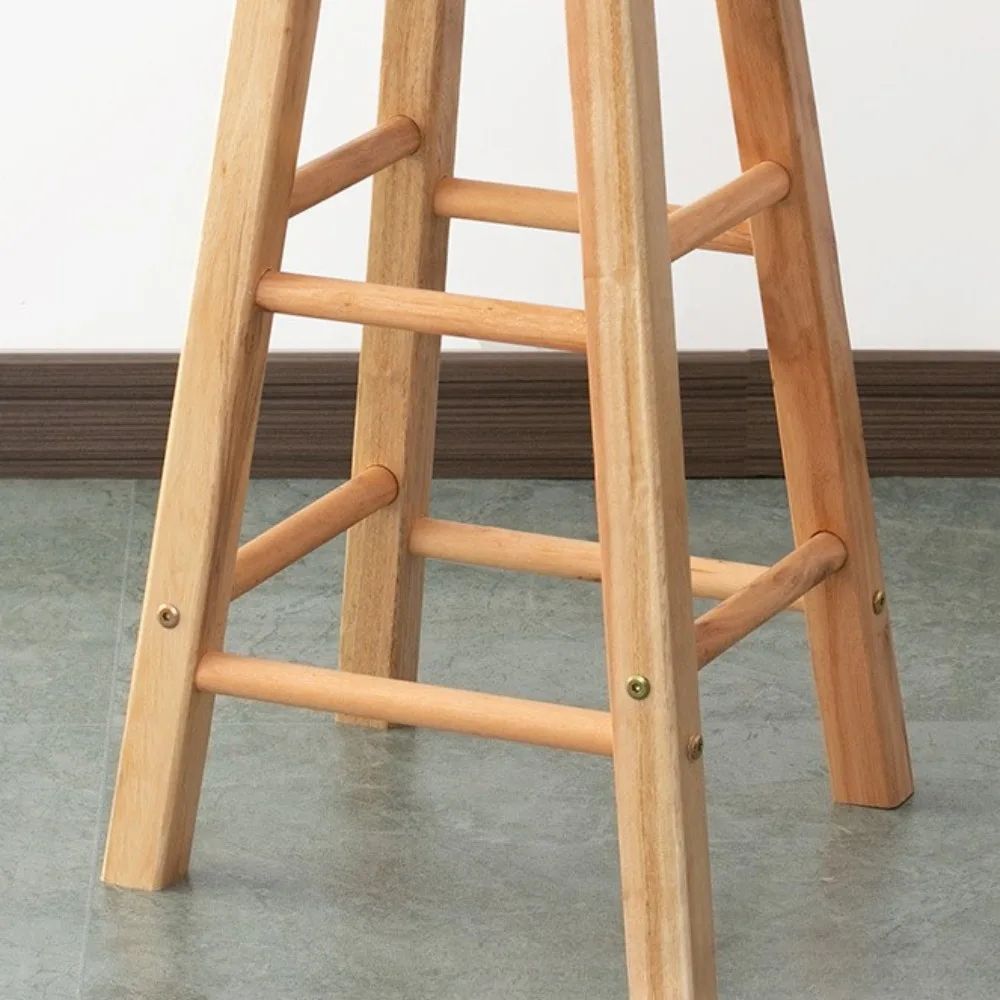 Nordic Solid Wood Bar Stool Modern Minimalist Backless High Chair For Kitchen Commercial Spaces 3