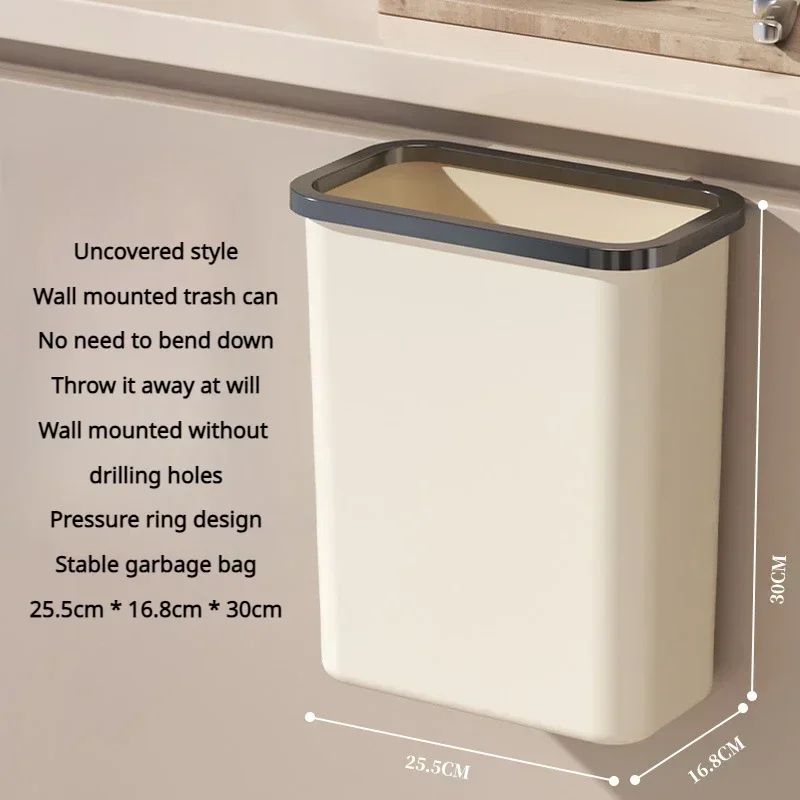 Hanging PressTop Garbage Bin Large Capacity WallMounted Bathroom Trash Can With Clamshell Lid 6