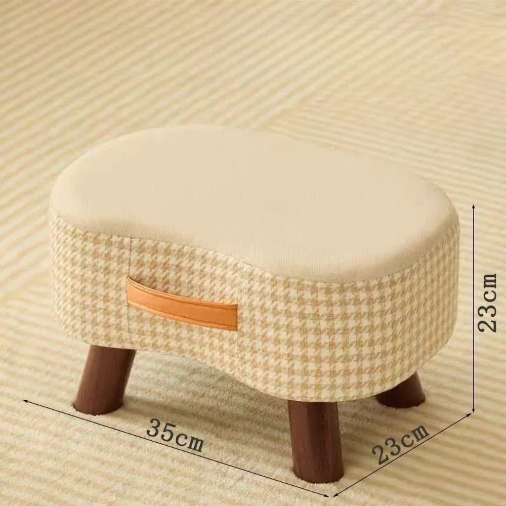 Minimalist Wooden Ottoman Stool Cushioned Shoe Bench Living Room Footrest 10