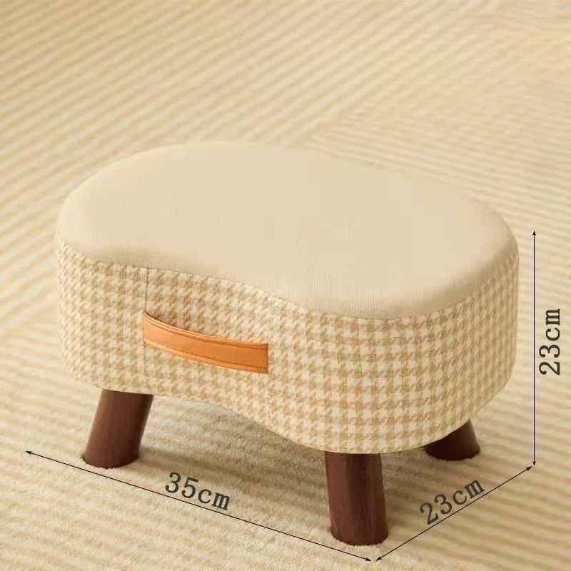 Minimalist Wooden Ottoman Stool Cushioned Shoe Bench Living Room Footrest 10