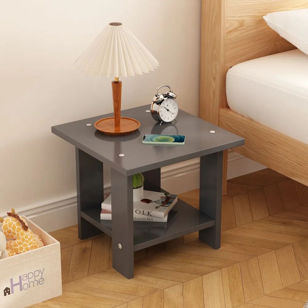 Modern Walnut Bedside Side Table Minimalist Storage Cabinet For Bedroom Living Room 3