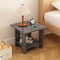 Modern Walnut Bedside Side Table Minimalist Storage Cabinet For Bedroom Living Room 3