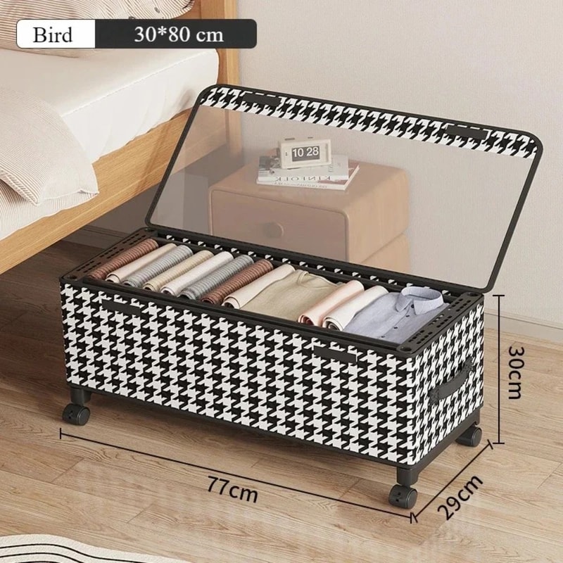 Rolling Underbed Storage Box With Lid Large Capacity Dustproof Clothing Toy Organizer 5