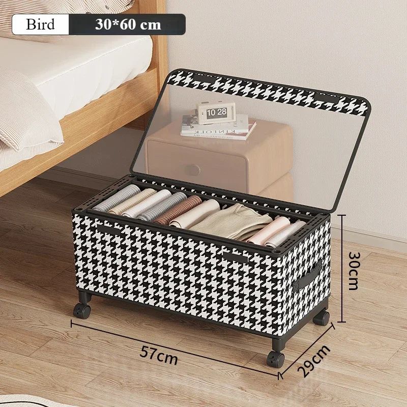 Rolling Underbed Storage Box With Lid Large Capacity Dustproof Clothing Toy Organizer 6