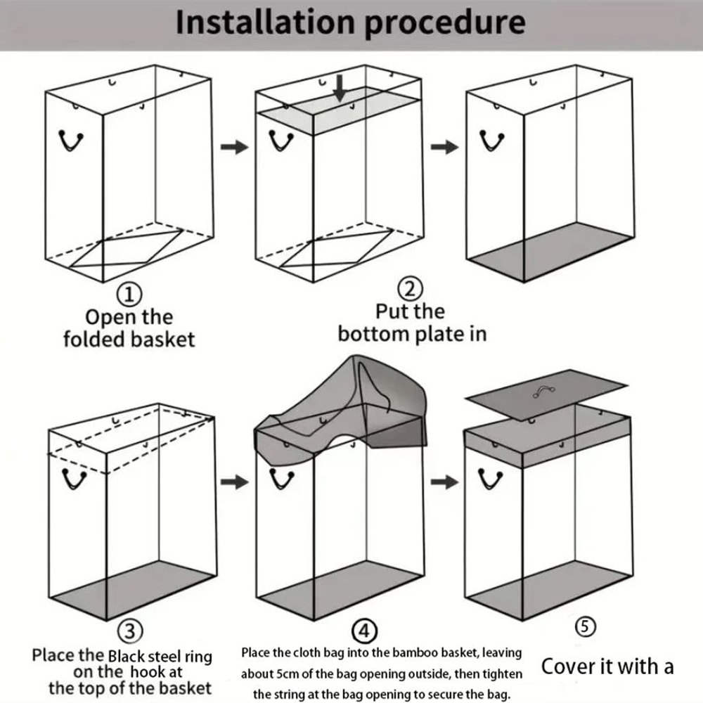 Foldable Bamboo Laundry Storage Basket Large Capacity Organizer For Bedroom Bathroom 5