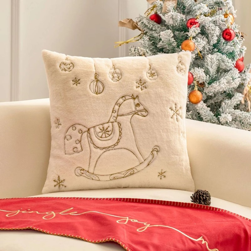 Modern Christmas Embroidered Plush Pillowcase Soft Decorative Throw Pillow Cover 2