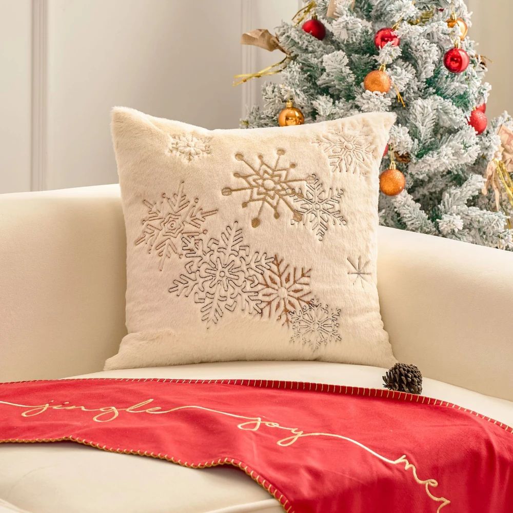 Modern Christmas Embroidered Plush Pillowcase Soft Decorative Throw Pillow Cover 3